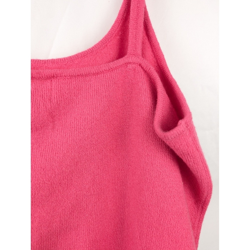 Old Navy Strappy Cropped Tank Size L Hot Pink Knit Layering Coquette Barbie Girl - Picture 10 of 11